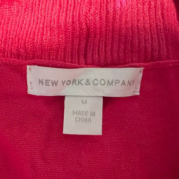 New York & Company Fuchsia 3/4 Sleeve, Shawl Collar Wrap Cardigan - Medium - Picture 4 of 5